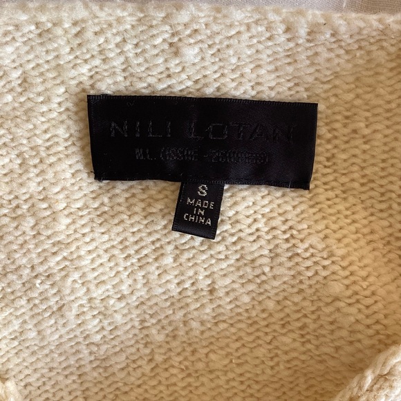 Nili Lotan Pullover Cream Neutrals Long Sleeve Crew Neck Wool Blend Sweater S - Picture 7 of 7